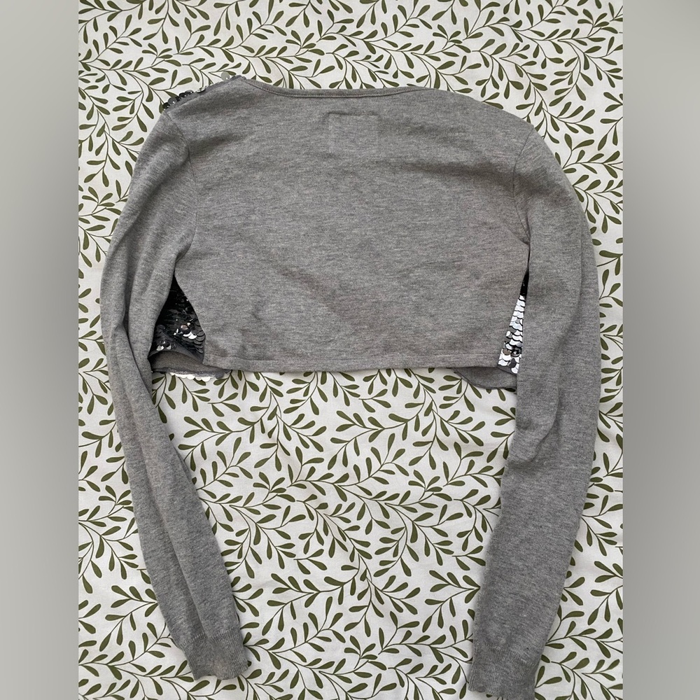 Grey sequin 16/18 Justice cropped cardigan - Picture 4 of 4